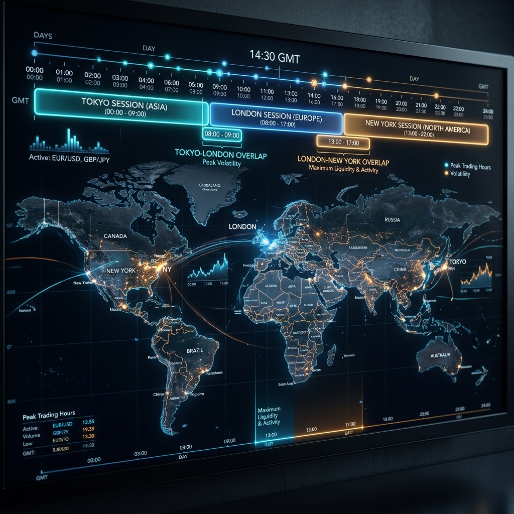 Global Forex Sessions Overlap Map